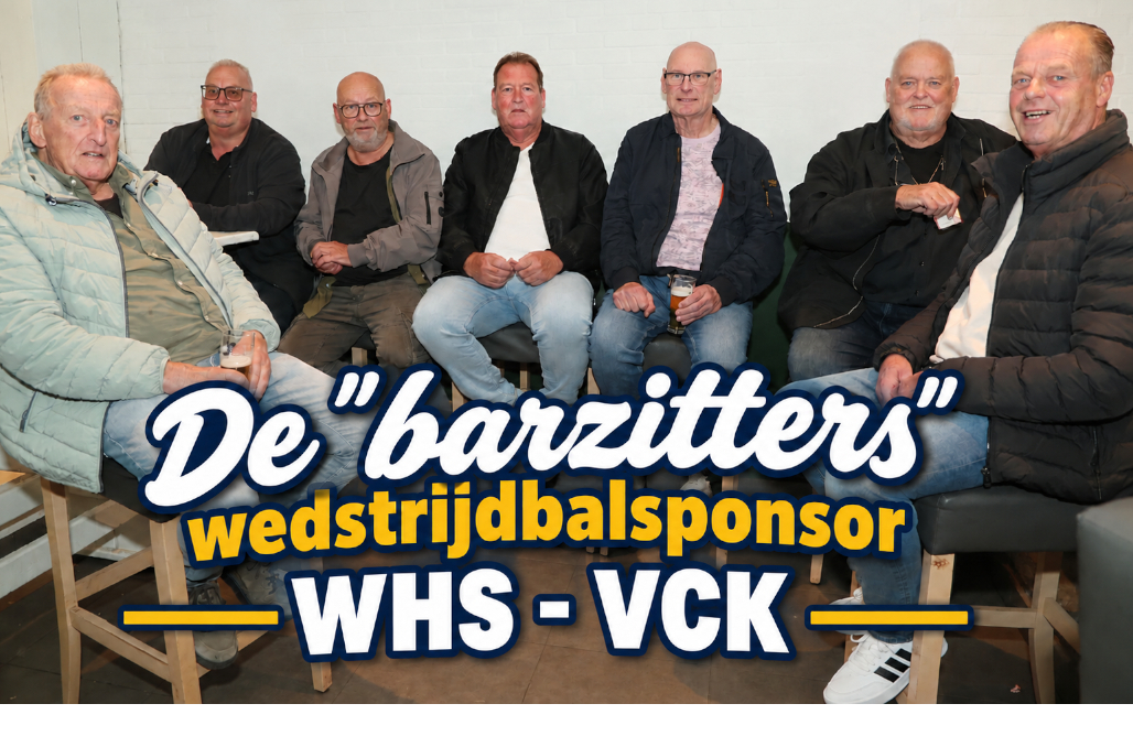 De barzitters: wedstrijdbalsponsor WHS – VCK