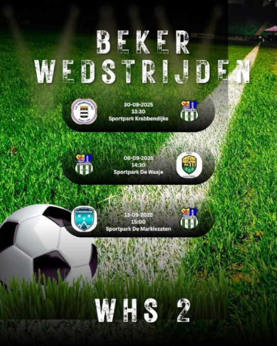 Indeling bekercompetitie WHS 2 bekend
